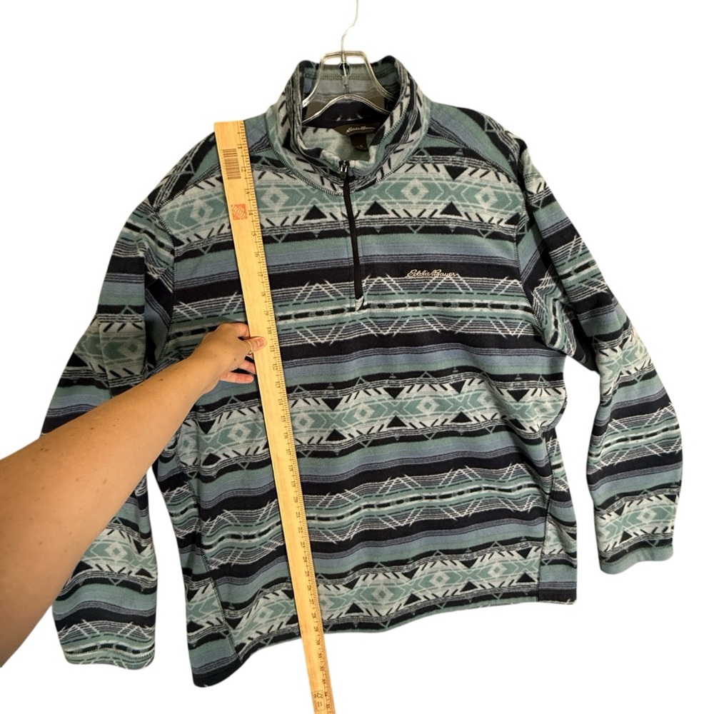 Eddie Bauer Men's Aztec Blue Fleece Pull Over 1/4 Zip Southwestern Gorpcore XL - Picture 3 of 8
